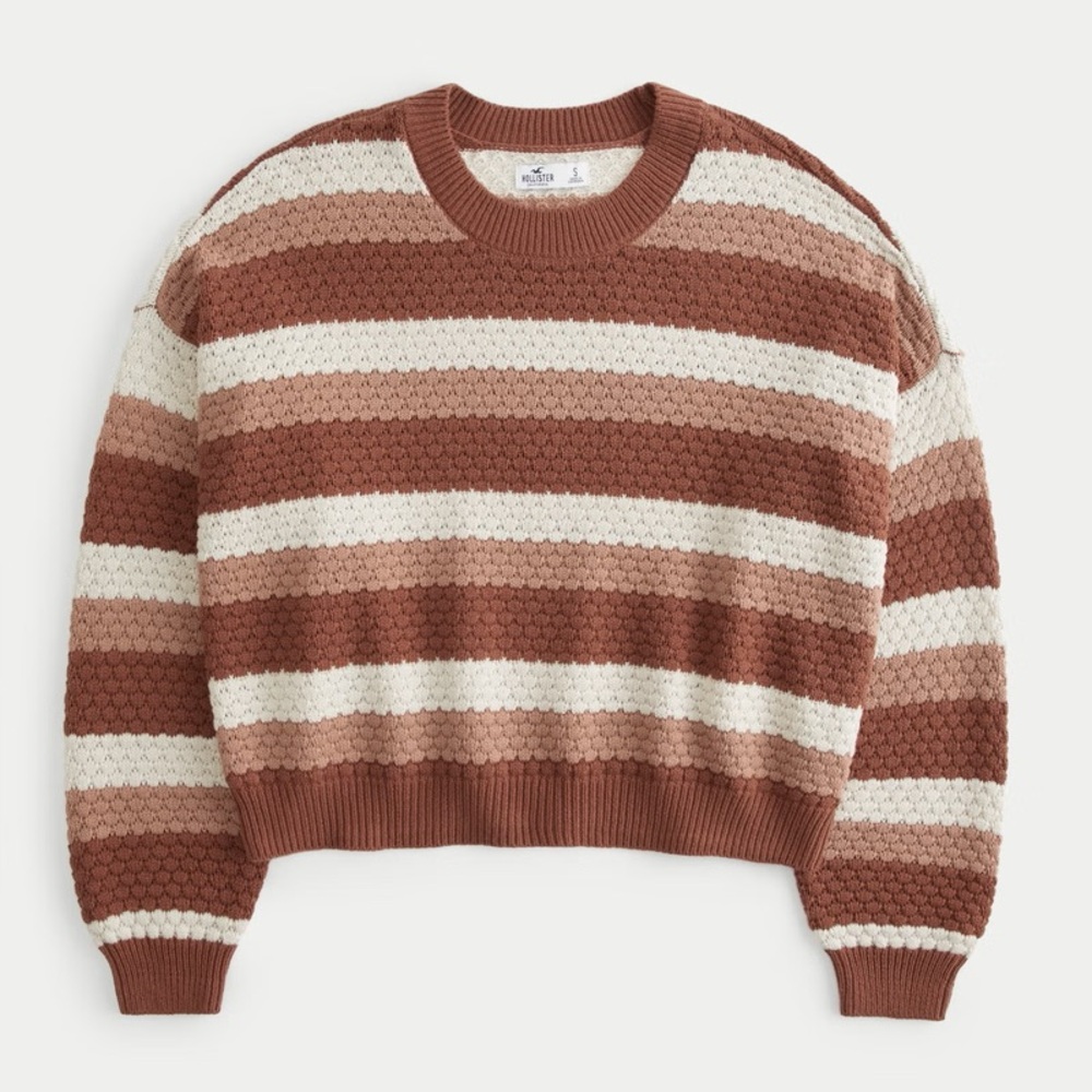 Hollister Textured Crewneck Striped Sweater - Picture 3 of 11